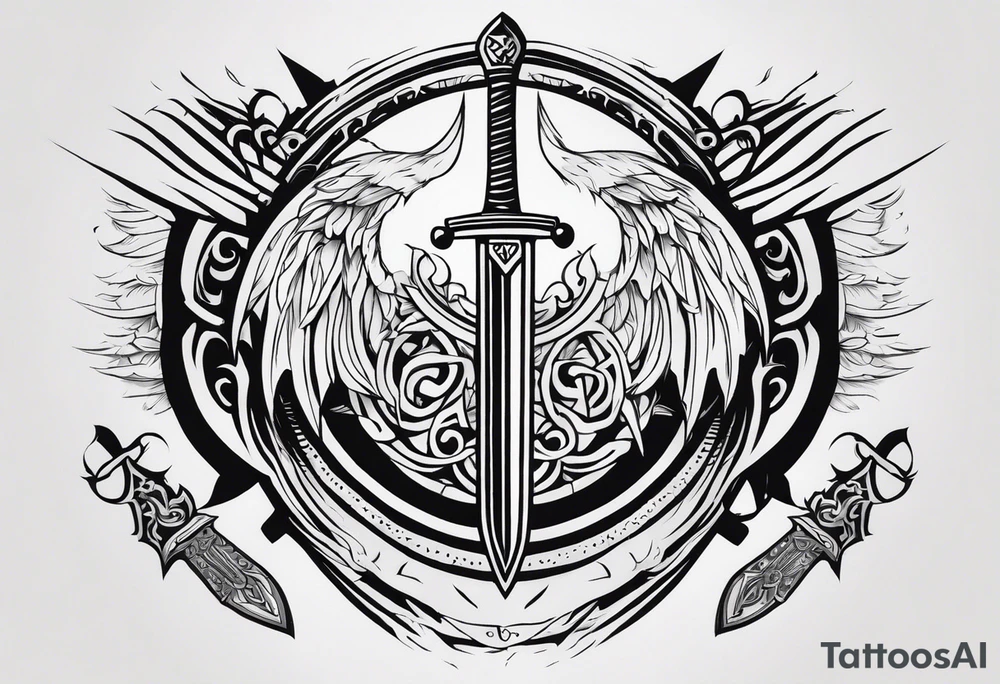 Valhalla sword shield steps tattoo idea
