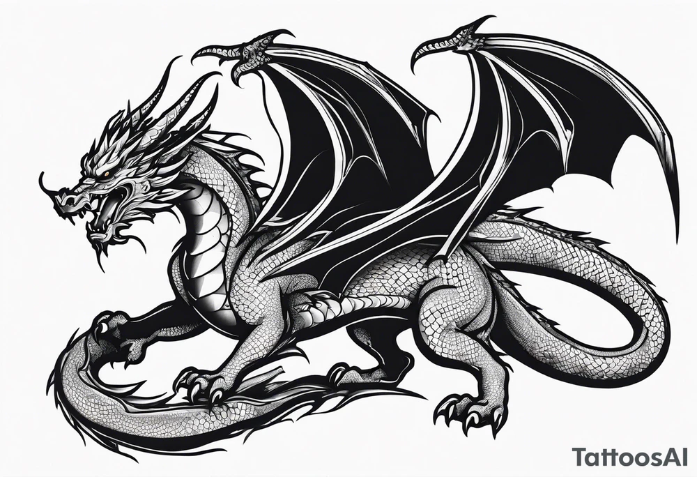 Traditional Dragon full body and smoke tattoo idea