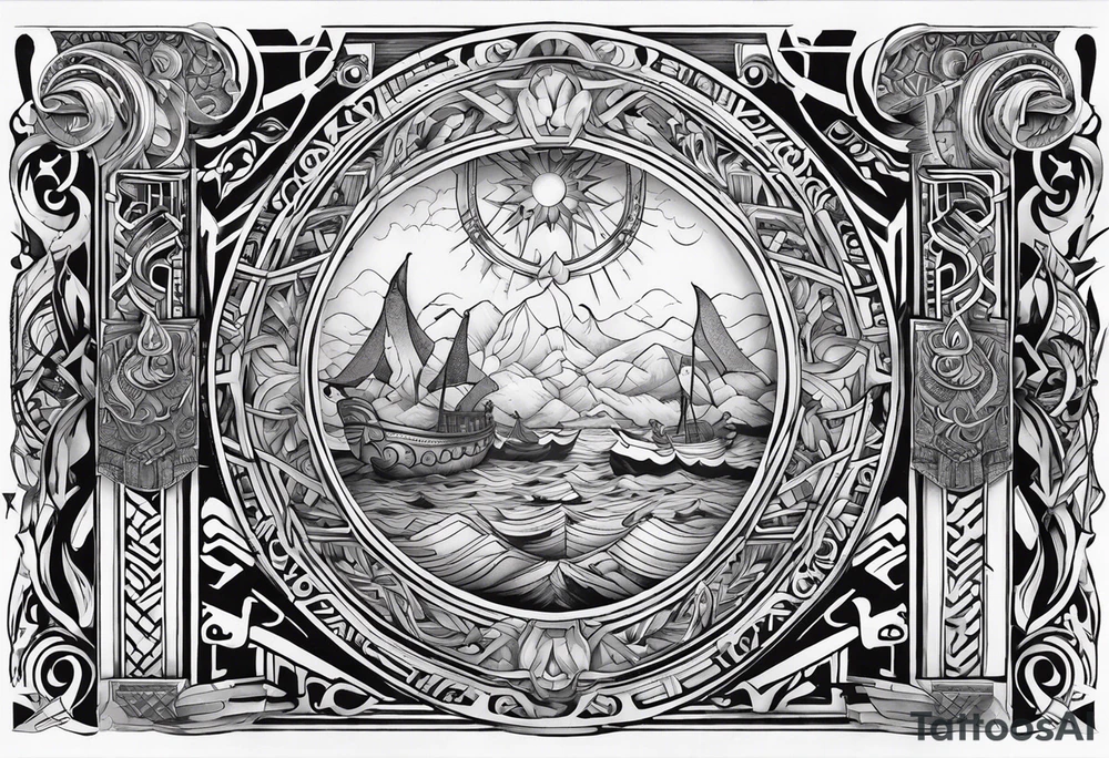 Valhalla steps Viking symbols tattoo idea