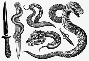 A snake wrapping a knife tattoo idea