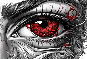Bloody tears flow from Alucard's eye in Hellsing tattoo tattoo idea