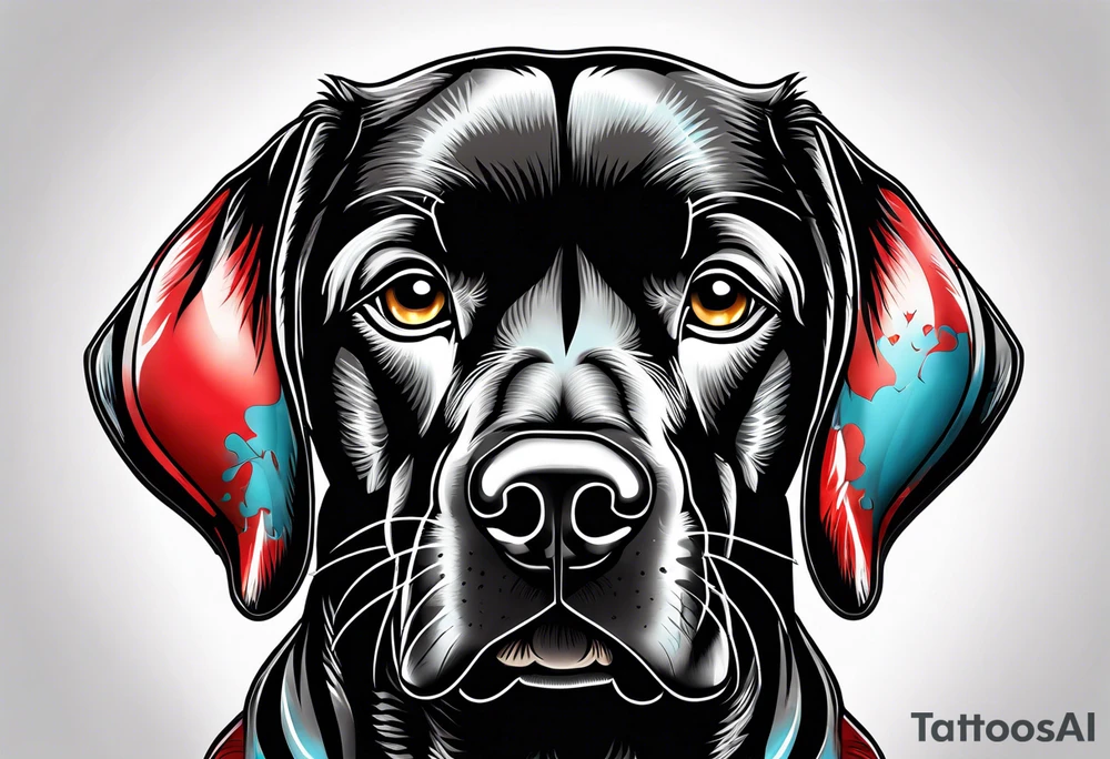 Dog Labrador with boxing gloves tattoo idea