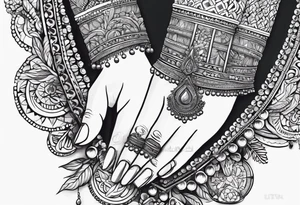 The hand of hindu goddess Laxmi with coins falling out of her hand tattoo idea