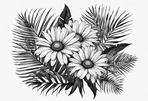 Daisies, palm trees tattoo idea