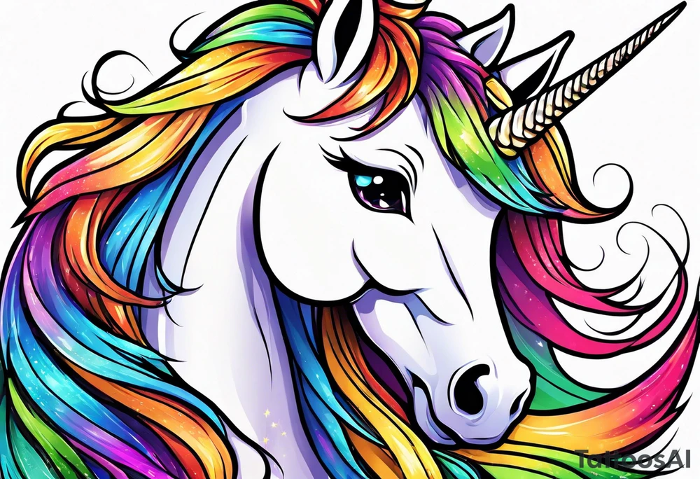Rainbow unicorn anime kawaii cute tattoo idea