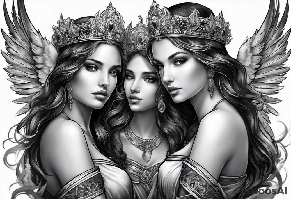 3 angels with halos tattoo idea