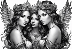 3 angels with halos tattoo idea