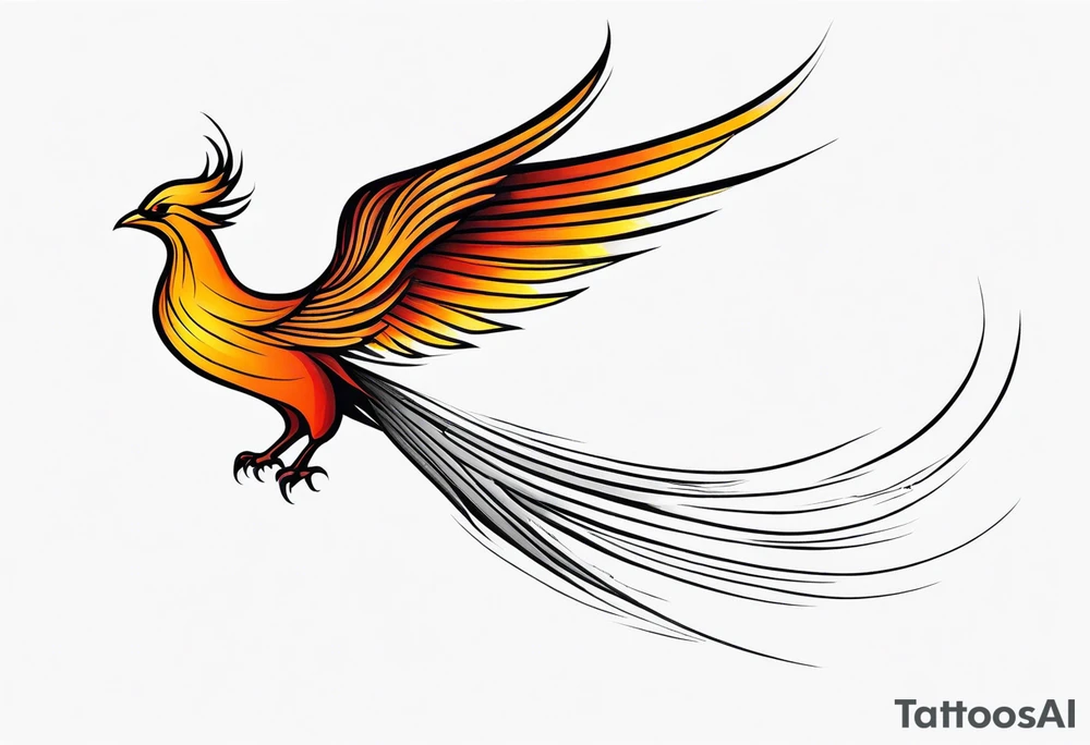 elongated phoenix in profile with no claws tattoo idea
