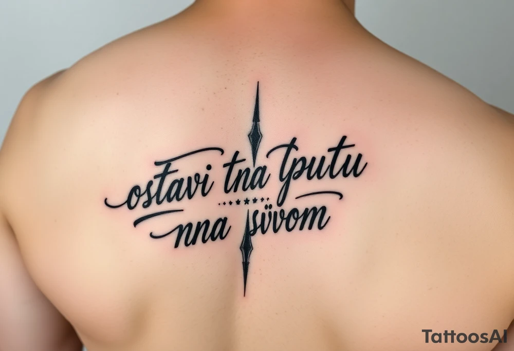 Make an arm tattoos with and or representing the words ostavi trag na putu svom tattoo idea