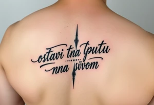Make an arm tattoos with and or representing the words ostavi trag na putu svom tattoo idea