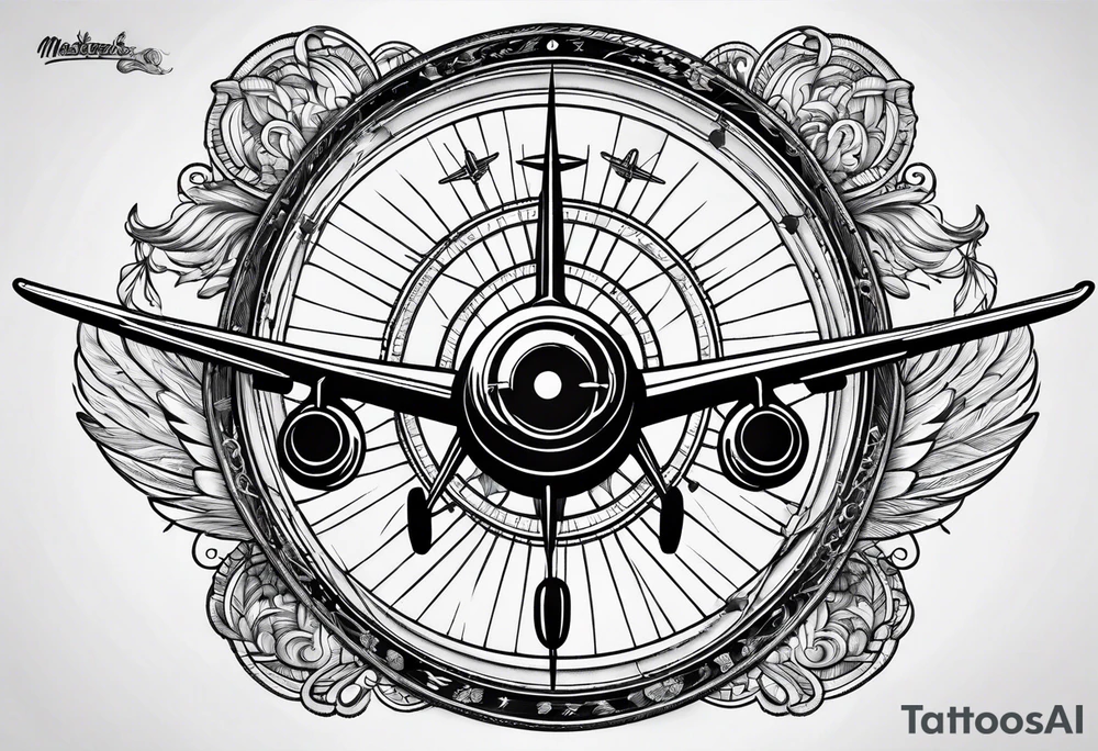 compass airplane tattoo idea