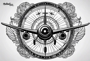 compass airplane tattoo idea