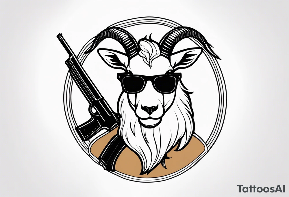 capricorn with sunglasses and gun tattoo idea