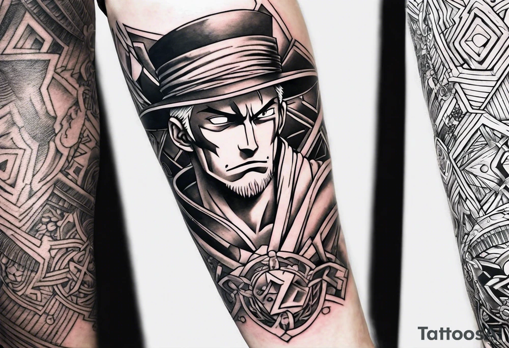 Zoro one piece tattoo to get on my forearm about 5-7 cm in length tattoo idea