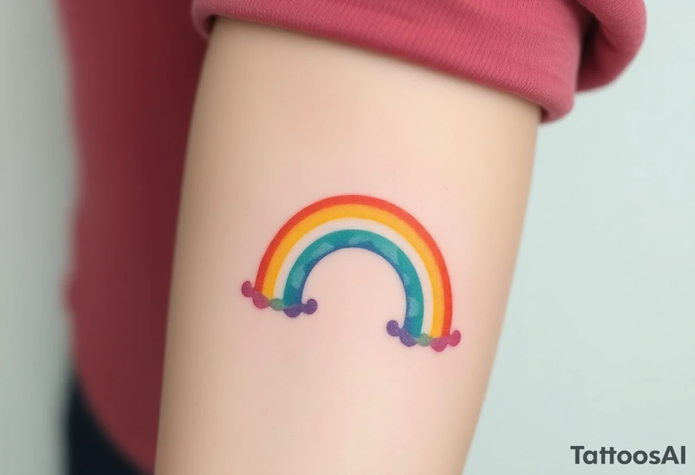A rainbow with a halo above it to honour a rainbow baby tattoo idea
