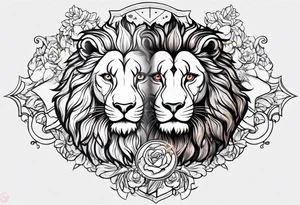 Leo zodiac sign couple tattoo idea