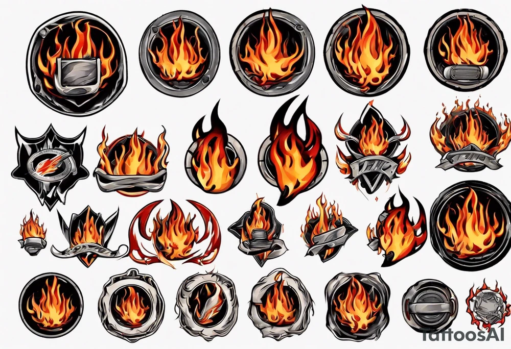 hockey puck with flames on it's side tattoo idea