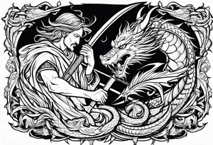 Jesus stabbing a dragon with  spear tattoo idea