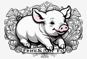 cute piglet.
with text: "friends not food" tattoo idea