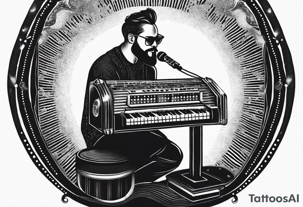man playing music jukebox tattoo idea