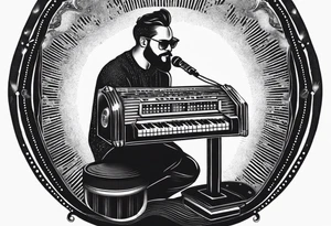man playing music jukebox tattoo idea