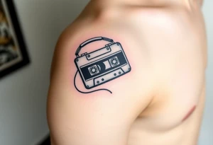 Right outer male calve

Stranger things
Upside down colors
80s Cassette player with 80s style headphones and a Kate bush running up that hill tape tattoo idea