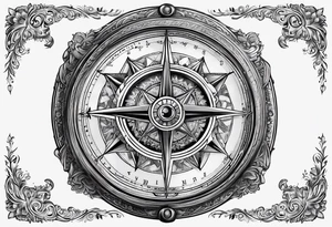 pocket compass opened with signature engraving on the top half inside tattoo idea