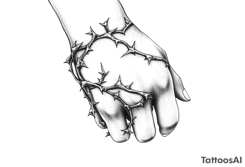 Vines with thorns that wrap all around my wrist and hand tattoo idea