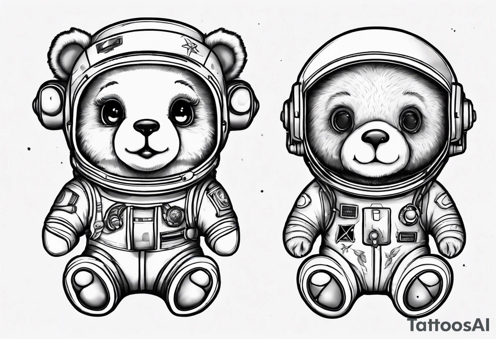 Teddy bear astronaut Lily tattoo idea