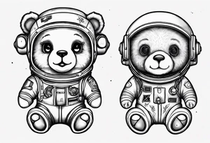 Teddy bear astronaut Lily tattoo idea