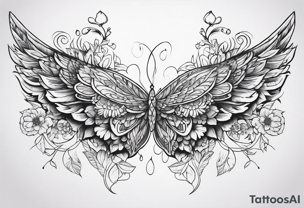 wing, flower, tattoo idea