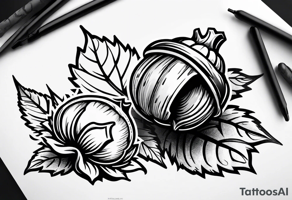 A single acorn tattoo idea