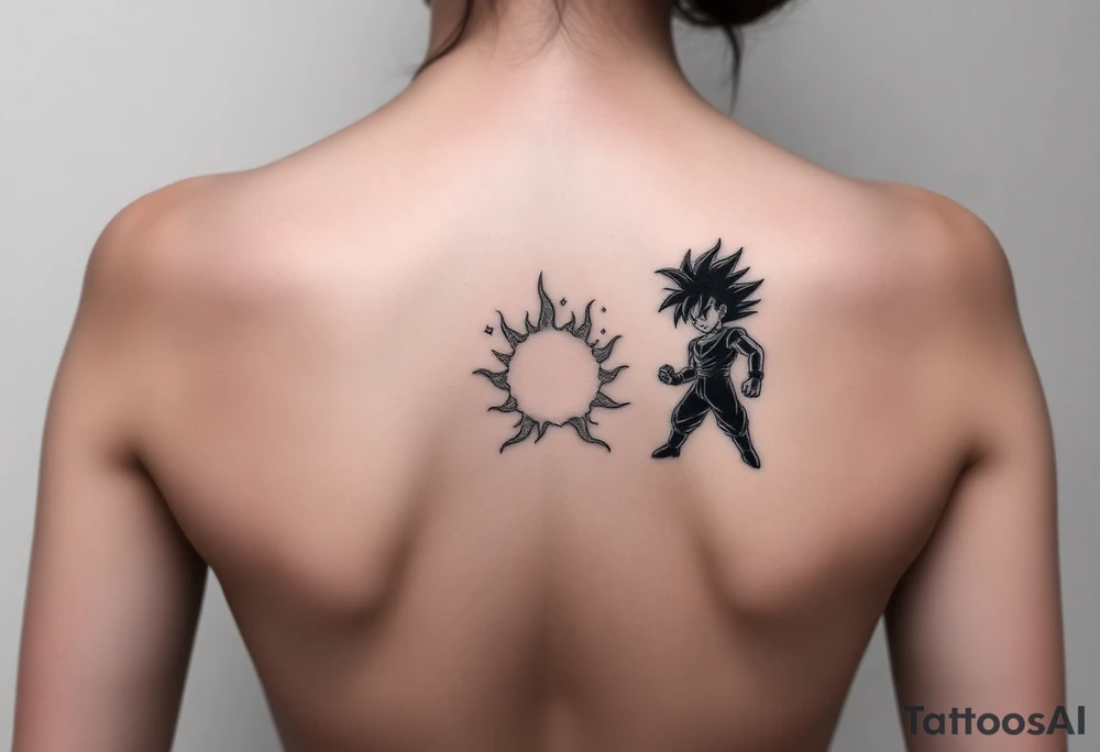 legendary dragonball z scene with energy aura and power effects tattoo idea