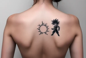 legendary dragonball z scene with energy aura and power effects tattoo idea