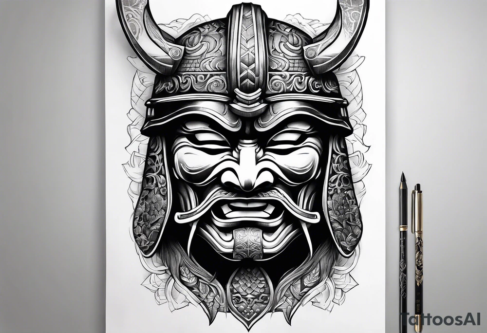 samurai mask tattoo idea