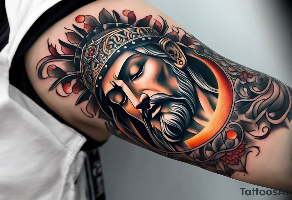A religious forearm tattoo portraying life and death without skulls tattoo idea