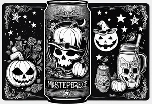 Trick or treat, 20 oz tumbler banner design, candy, minimalist, potions, brew, broom, spellbound, voodoo, cat, poly juice potion, moon, stars, sugar skull tattoo idea