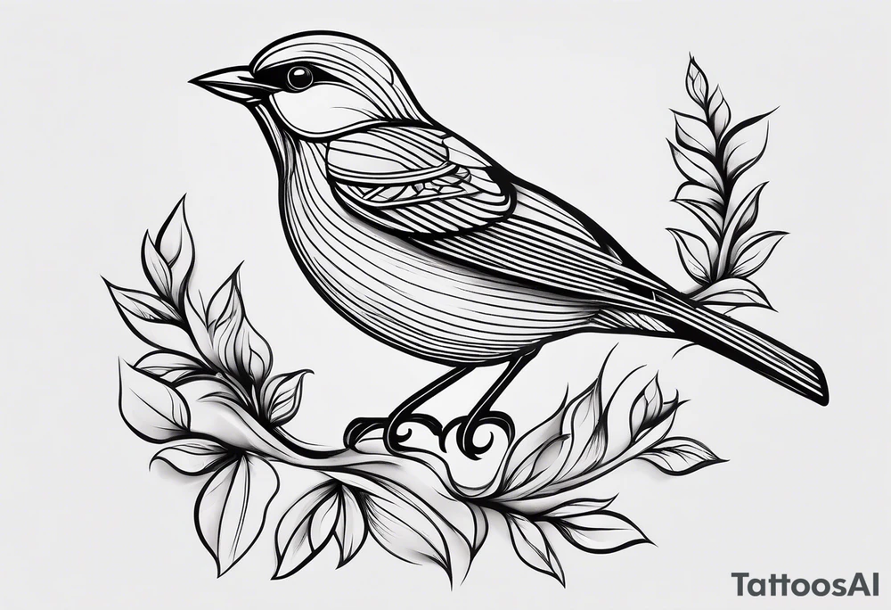 small bird minimal lines tattoo idea