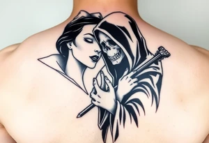 Snow white kiss or death with grim reaper tattoo idea