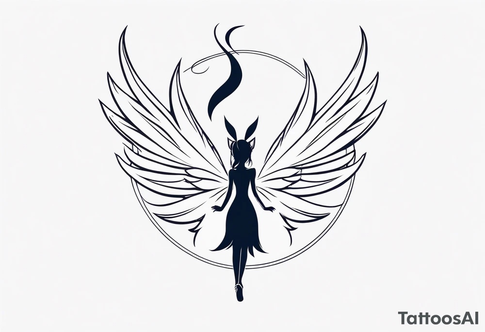 A fairy with a tail that is the fairy in the Fairy Tail anime guild logo tattoo idea