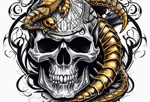 Skull tattoo with a large scorpion tattoo idea