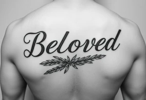 make me an image the word “Beloved” in various cursive fonts underlined by a sage bundle beneath it tattoo idea