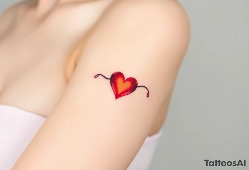 A fiery infinity symbol with a glowing red heart tattoo idea