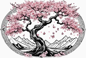I love you in another language with cherry blossom trees coming im and out of it tattoo idea