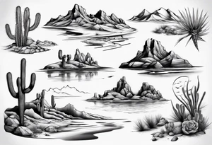 Desert river landscape tattoo idea