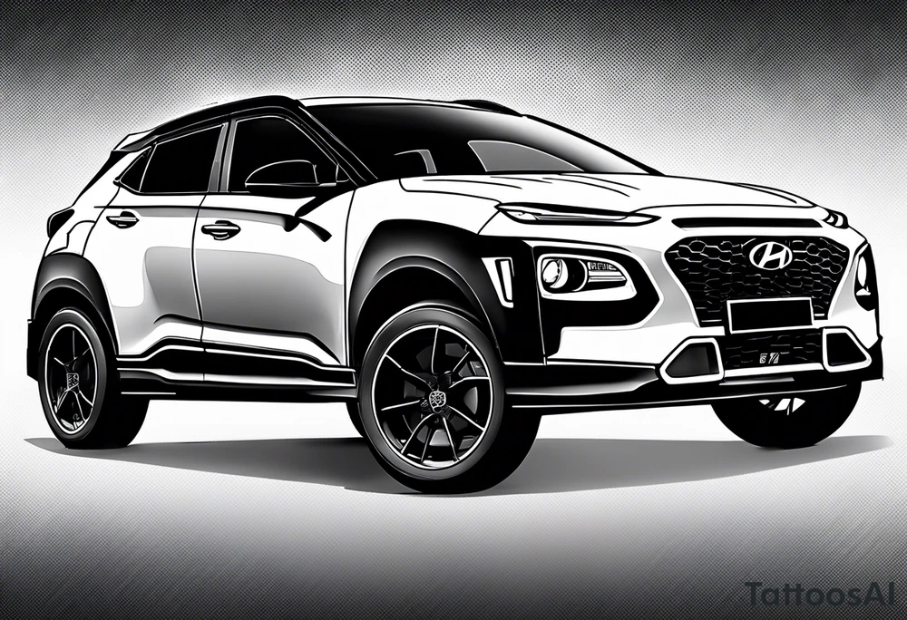 hyundai kona rally muscle car with lightning bolts tattoo idea