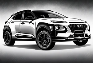 hyundai kona rally muscle car with lightning bolts tattoo idea