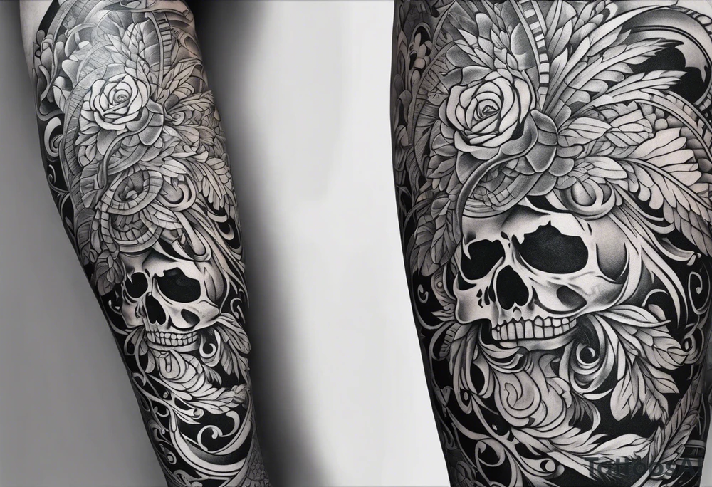 Full leg tattoo sleeve square tattoo idea