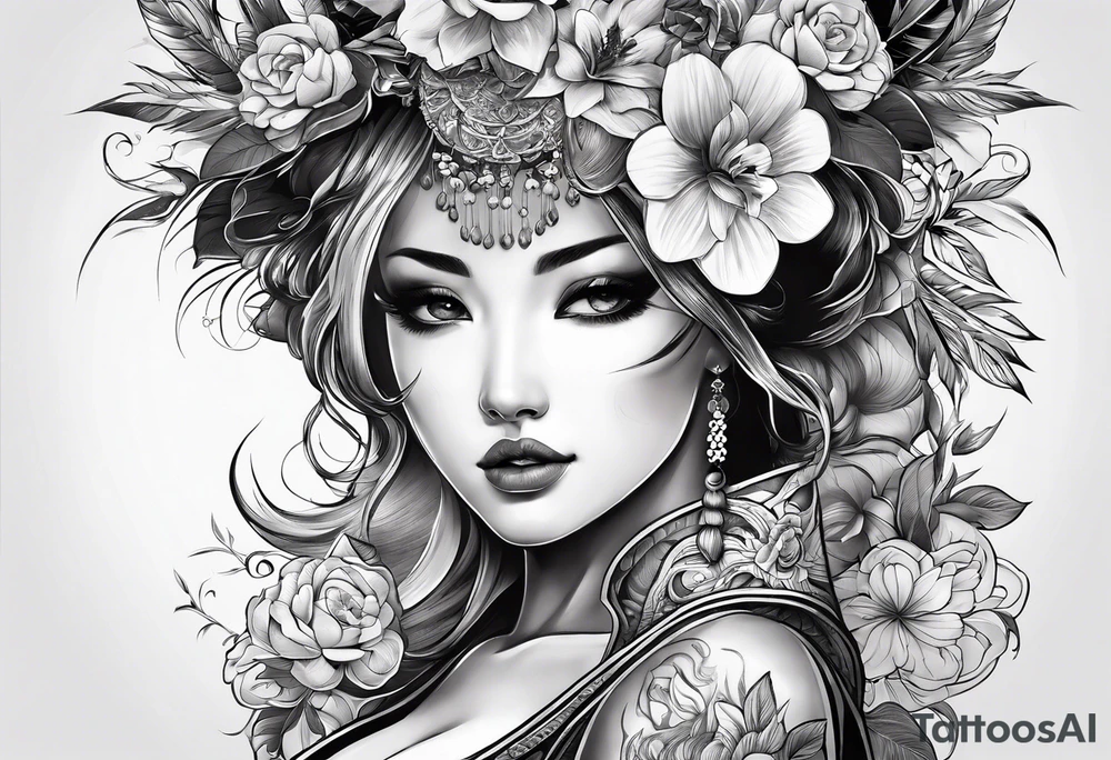 Сколопендра и цветок ликорис tattoo idea