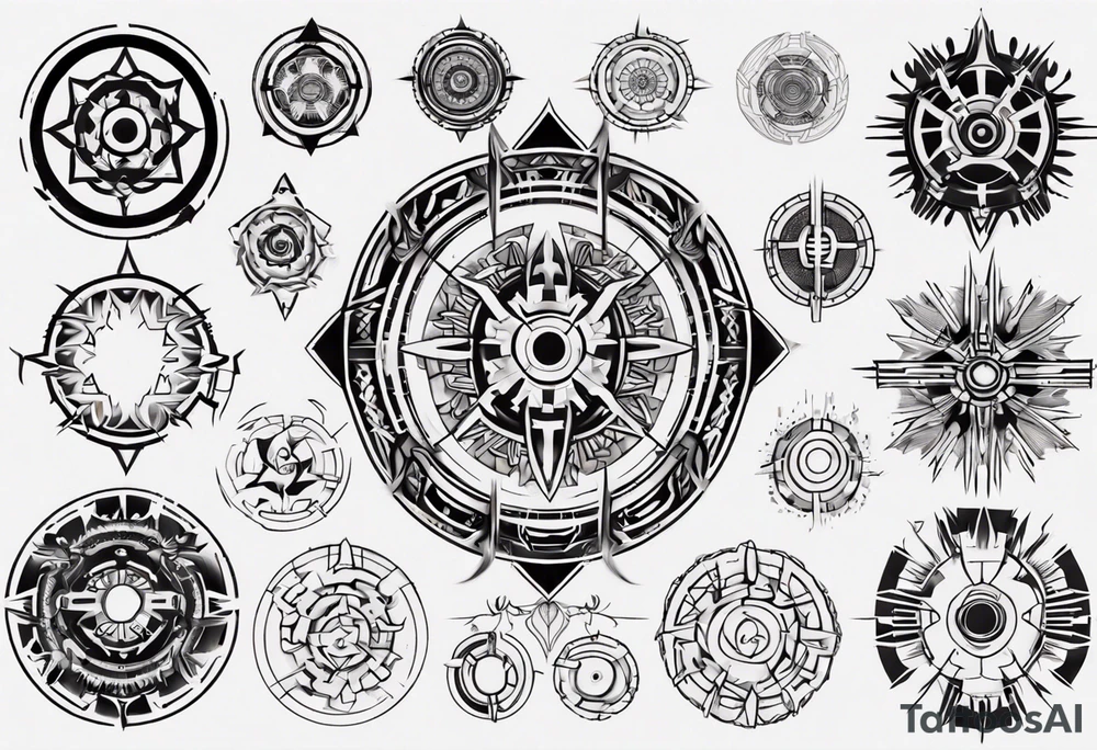 Cyberpunk mandala tattoo idea